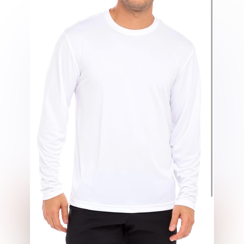 OPNA Men's Long Sleeve Athletic Shirts, White, Size M